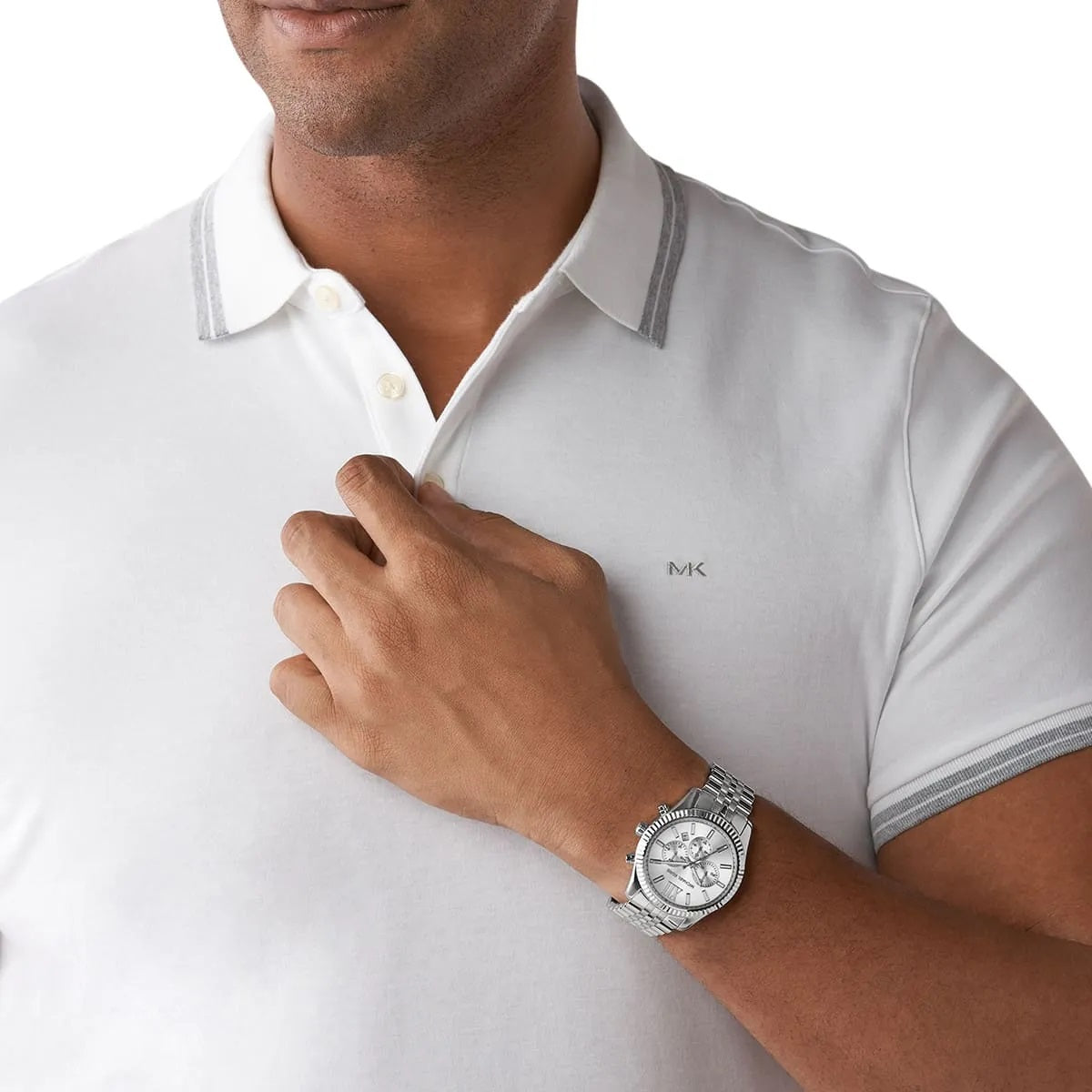Michael Kors Men’s Watch Stainless Steel Silver Strap Watch with Silver Dial MK8405