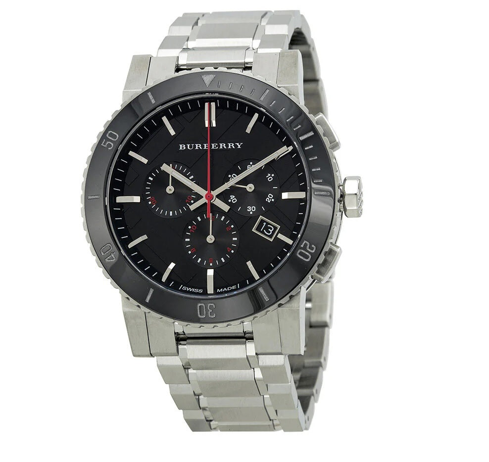 Burberry Men’s Watch Stainless Steel Silver Strap With Black Dial BU9380 The City