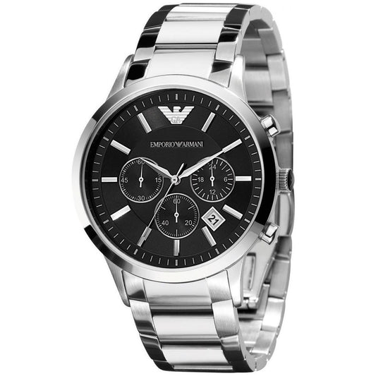 Emporio Armani AR2434 Renato men’s watch with stainless steel silver bracelet and black dial