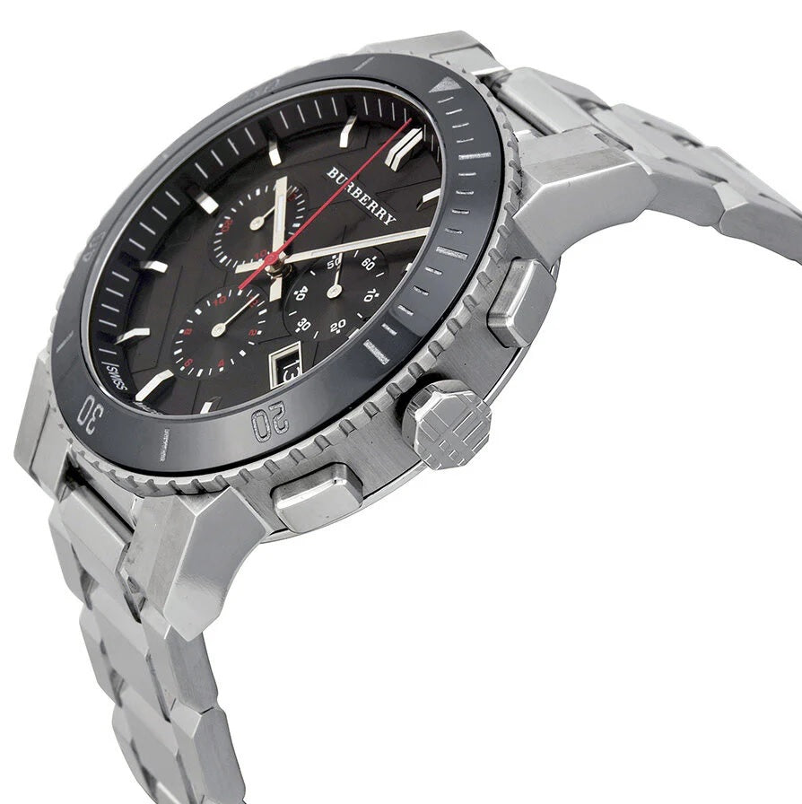 Burberry Men’s Watch Stainless Steel Silver Strap With Black Dial BU9380 The City