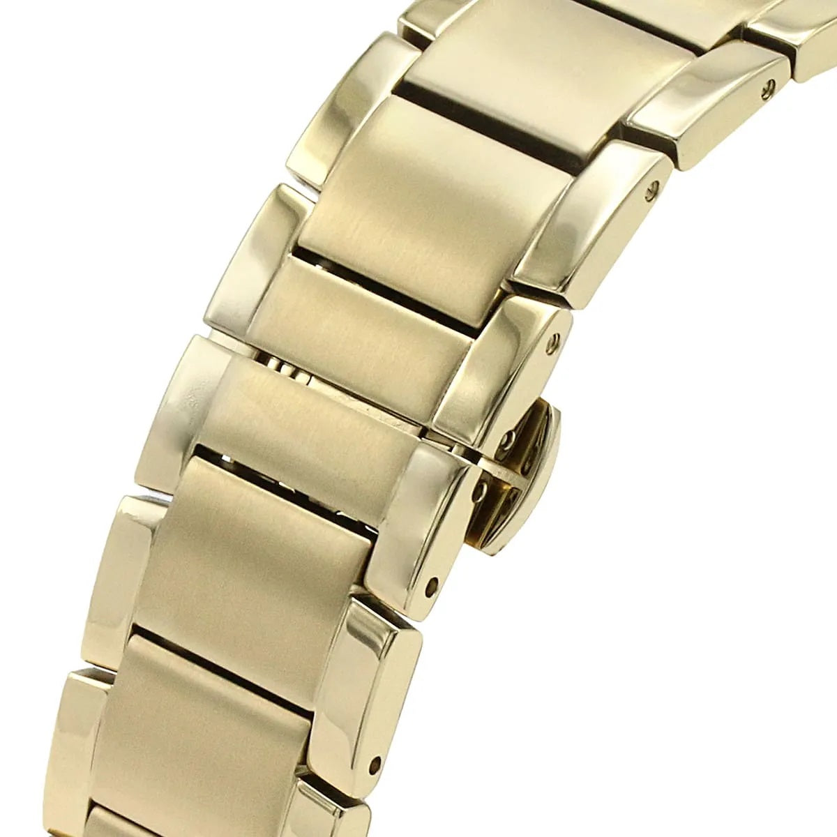 Detail of gold stainless steel strap on Emporio Armani AR11332 men’s watch