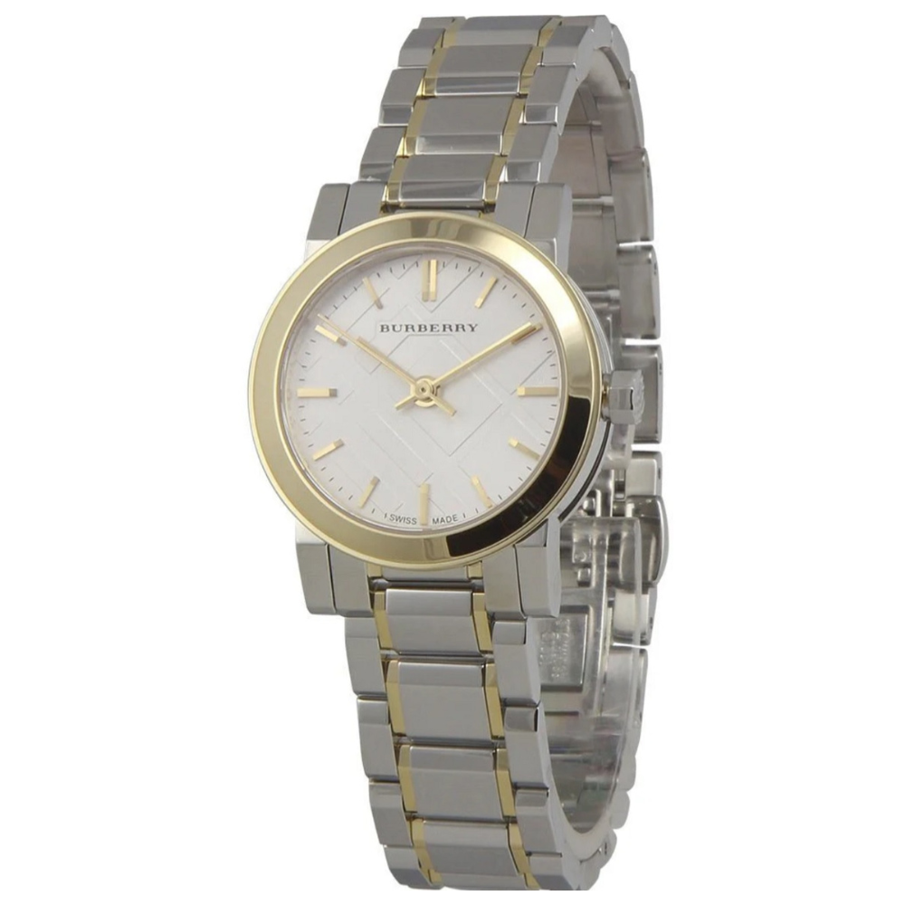 Burberry BU9217 The City women's two-tone watch, front view.