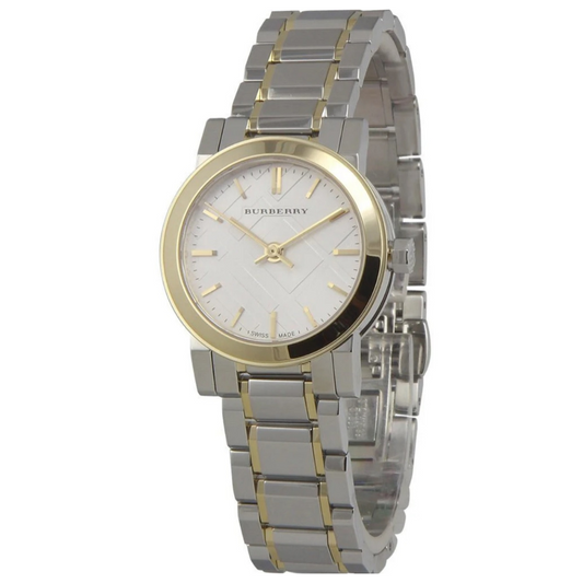 Burberry BU9217 The City women's two-tone watch, front view.