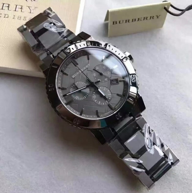 Burberry BU9381 The City watch featuring polished grey stainless steel links
