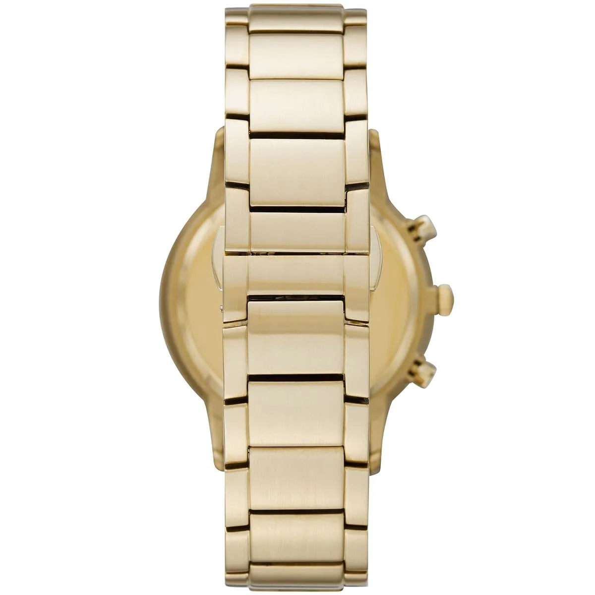 Back view of Emporio Armani AR11332 with stainless steel gold bracelet and clasp