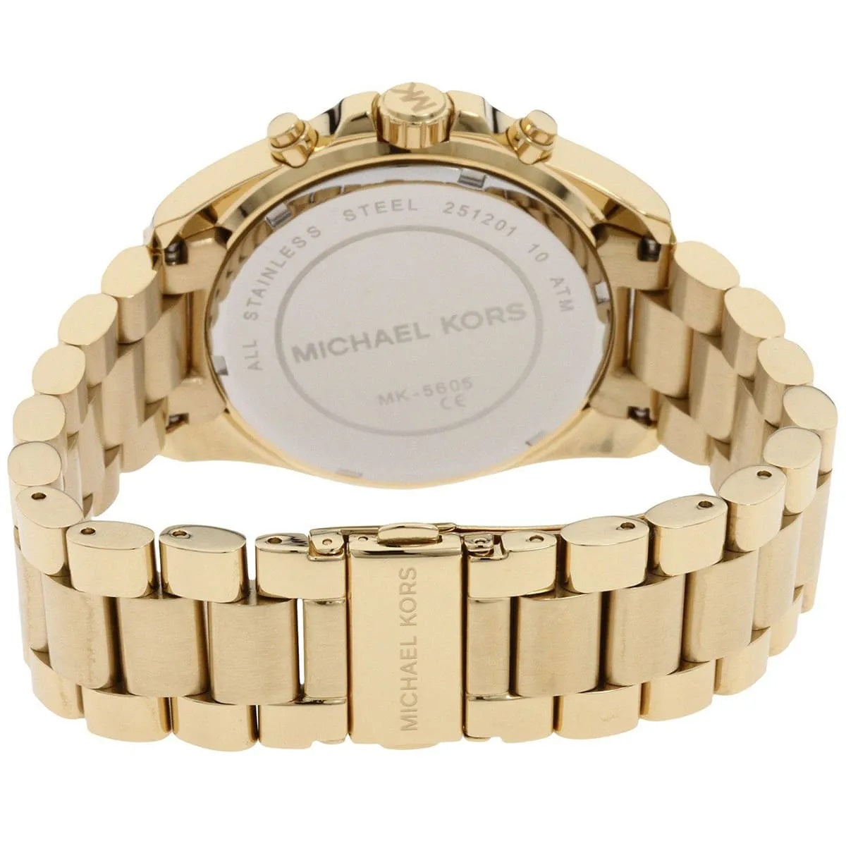 Back view of Michael Kors MK5605 with gold stainless steel bracelet and case