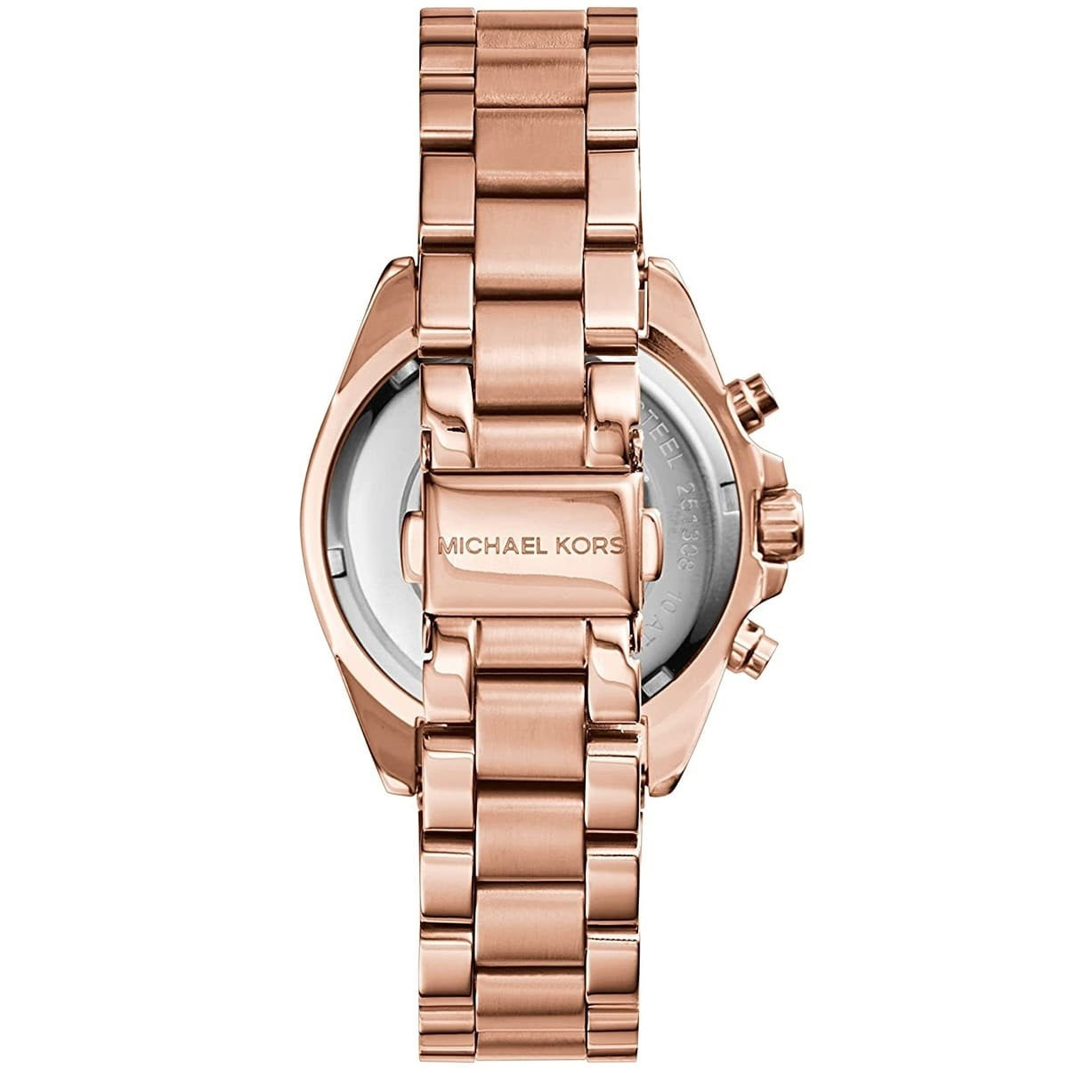 Caseback and clasp of Michael Kors MK5799 rose gold women's watch