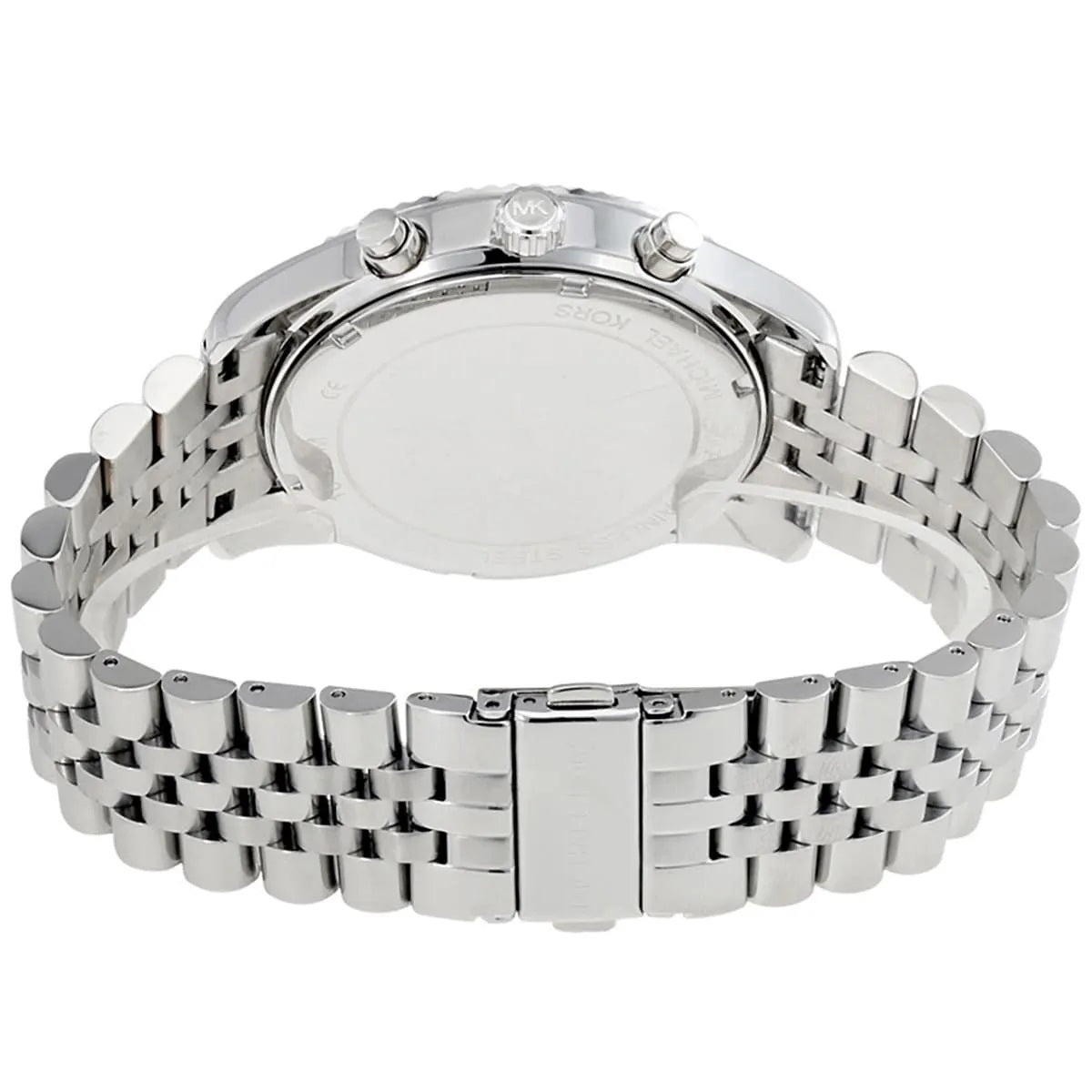 Back view of Michael Kors MK8280 men's watch with silver stainless steel strap