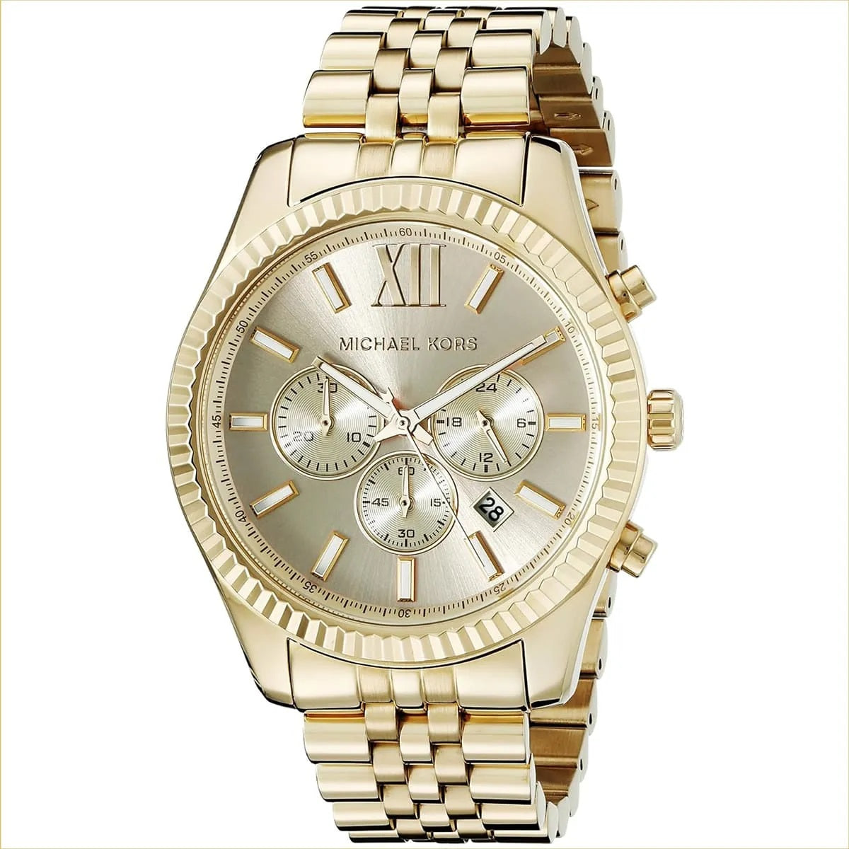 Michael Kors MK8281 men's watch with gold stainless steel strap and matching gold dial