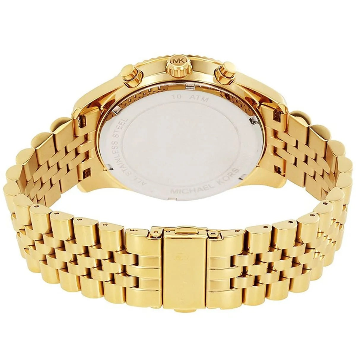 Clasp and bracelet view of Michael Kors MK8494 men's watch with gold strap