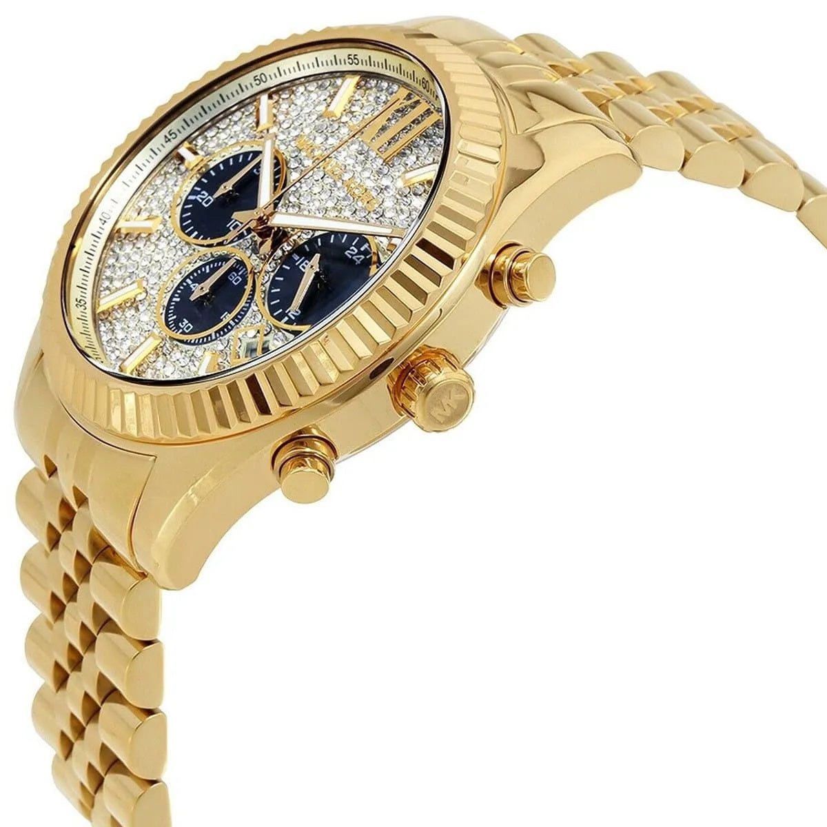 Michael Kors MK8494 men's watch with gold stainless steel strap and pave crystal dial
