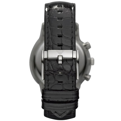 Rear view of Emporio Armani AR2447 with smooth black leather strap