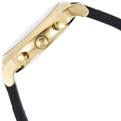 Side profile of Emporio Armani AR1917 showing gold-tone crown with Armani logo and chronograph pushers.