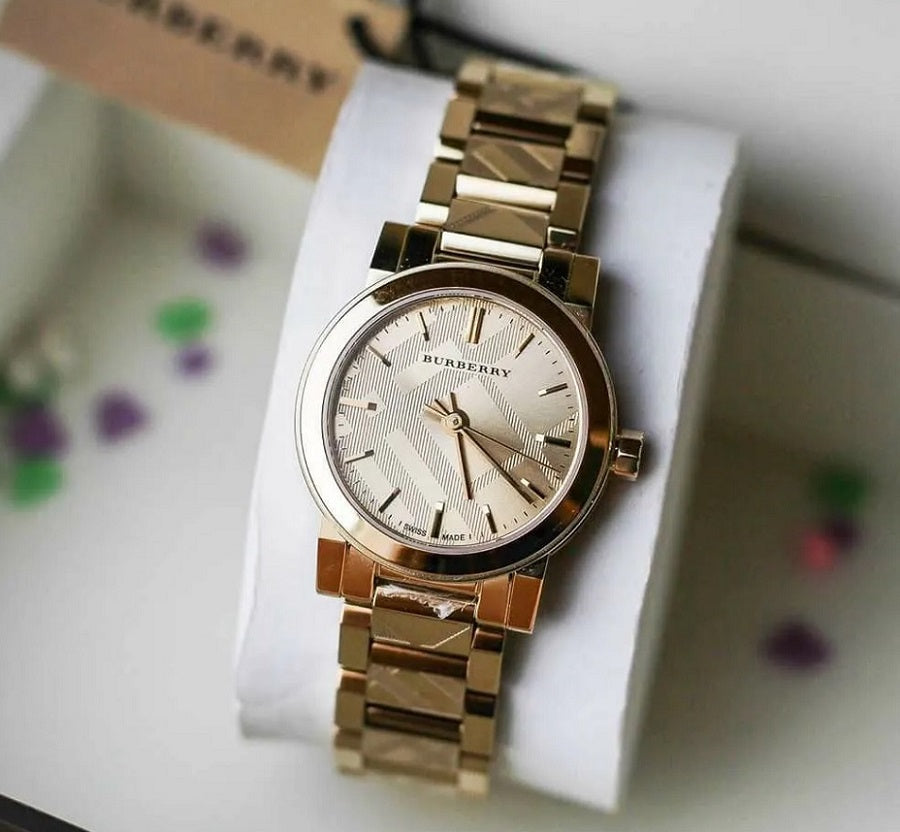 Burberry Women's Watch Stainless Steel Gold Strap With Gold Dial And Gold Case BU9234 The City
