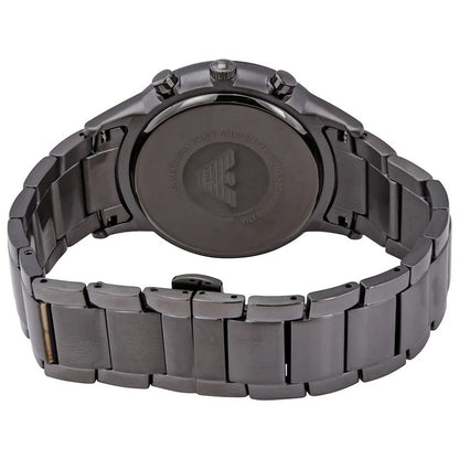 Back of Emporio Armani AR11215 men’s watch displaying stainless steel case back and clasp design