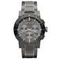 Close-up of Burberry BU9381 men’s watch showing detailed grey dial design
