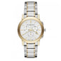 Close-up of Burberry BU9751 silver dial with The City Collection design