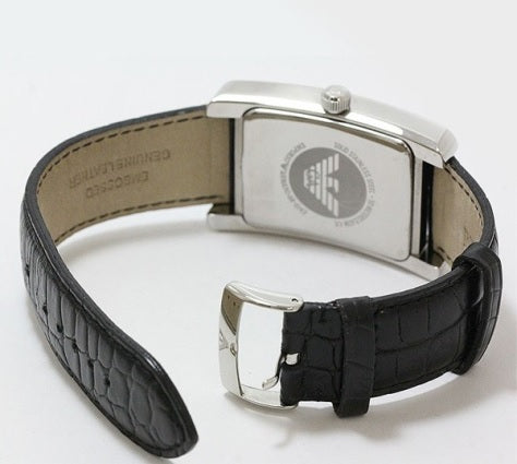 Close-up of Emporio Armani AR0143 leather strap and back case