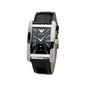 Close-up of Emporio Armani AR0143 leather strap and black dial details