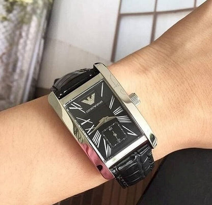 Emporio Armani AR0143 worn on wrist – classic men’s rectangular watch
