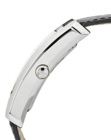 Side view of Emporio Armani AR0143 with silver case and black strap