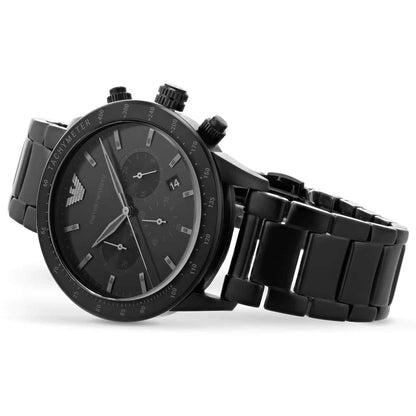 Emporio Armani AR11242 Mario men’s watch with black stainless steel strap and black dial