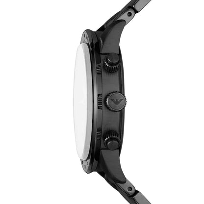 Side profile of Emporio Armani AR11242 showing matte black case and strap design