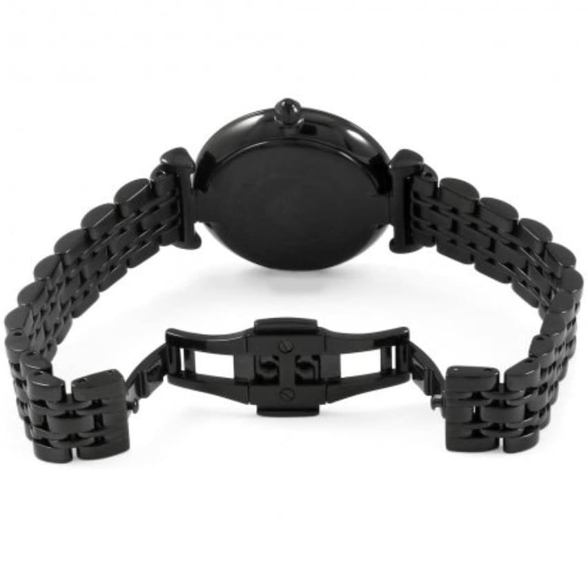 Back view of Emporio Armani AR11245 Gianni T-Bar with black strap and opened clasp