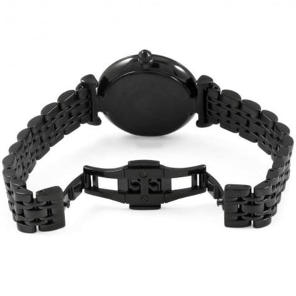 Back view of Emporio Armani AR11245 Gianni T-Bar with black strap and opened clasp