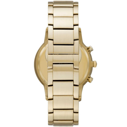 Back view of Emporio Armani AR11332 with stainless steel gold bracelet and clasp