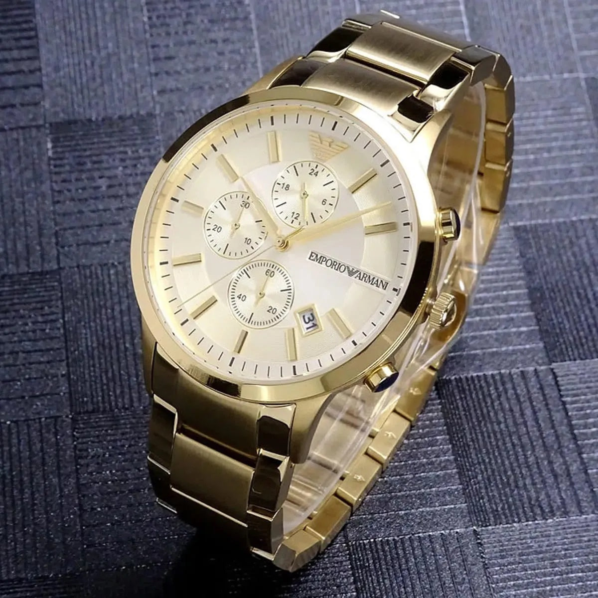 Emporio Armani AR11332 Renato men’s watch with stainless steel gold strap and silver dial