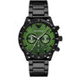 Front view of Emporio Armani AR11472 featuring vibrant green dial and black strap