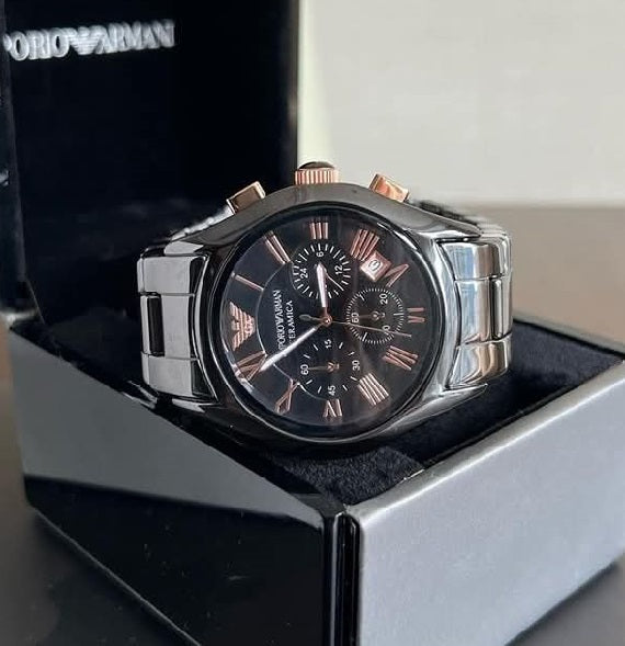 Emporio Armani AR1410 men’s black ceramic chronograph watch with stylish design