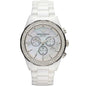 Front view of Emporio Armani AR1456 showing a polished mother of pearl dial and clean design