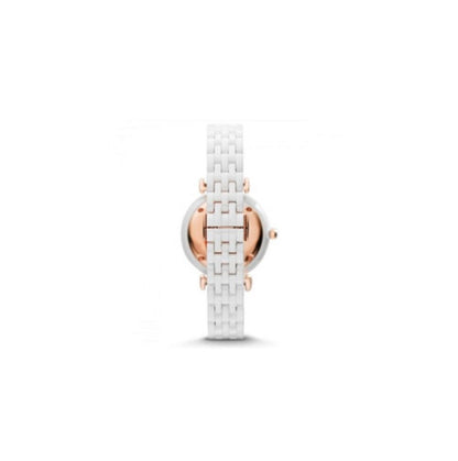 Back view of Emporio Armani AR1486 ceramic strap and stainless steel caseback