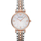 Front view of Emporio Armani AR1683 ladies’ watch featuring mother of pearl dial