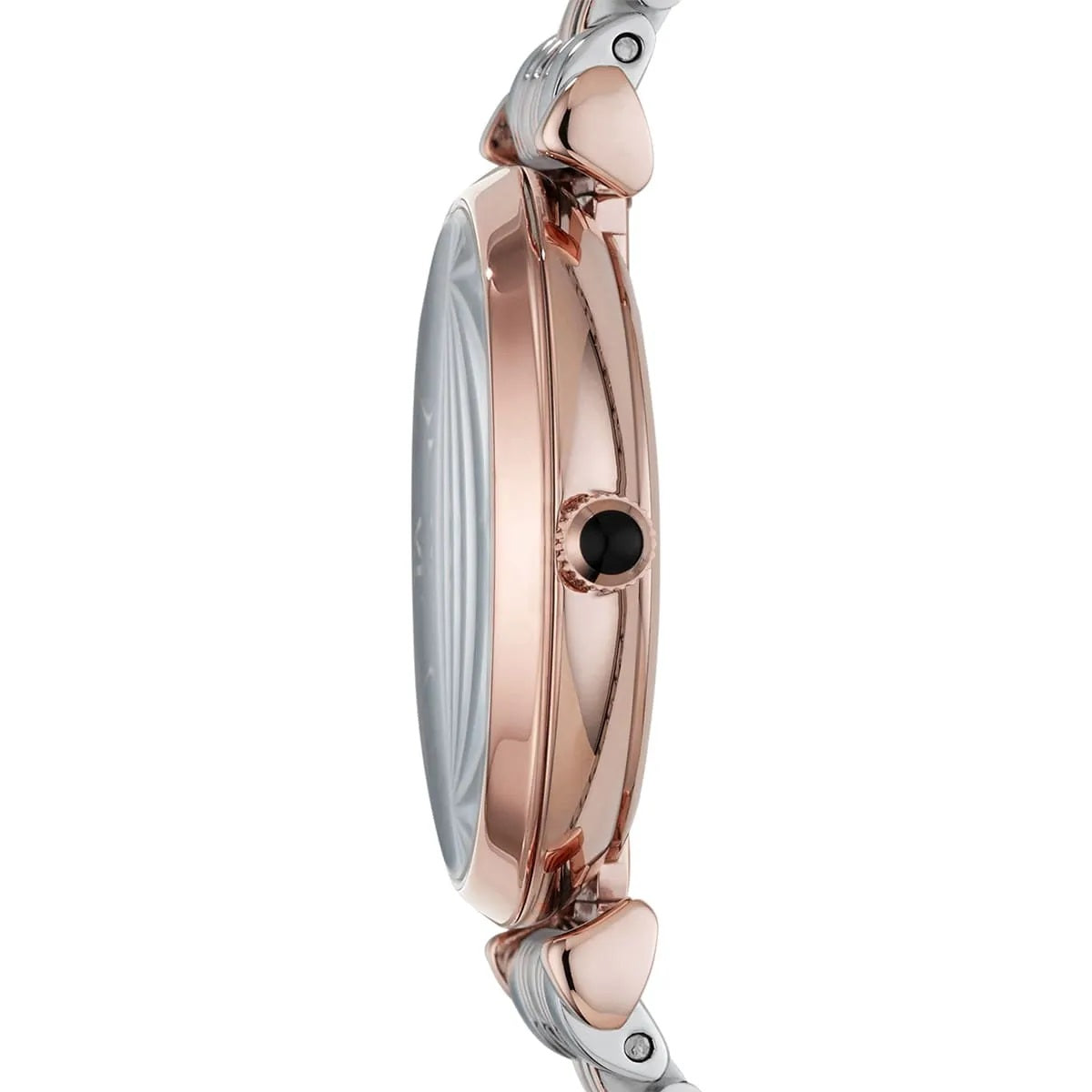 Side angle of Emporio Armani AR1725 featuring elegant two-tone design