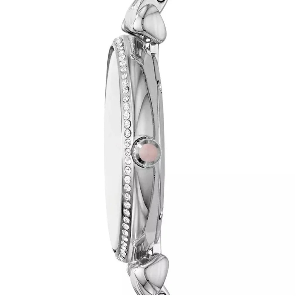 Side profile of Emporio Armani Gianni T-Bar pink dial ladies watch