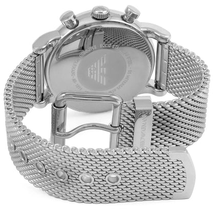 Back case view of Emporio Armani AR1811 with stainless mesh band
