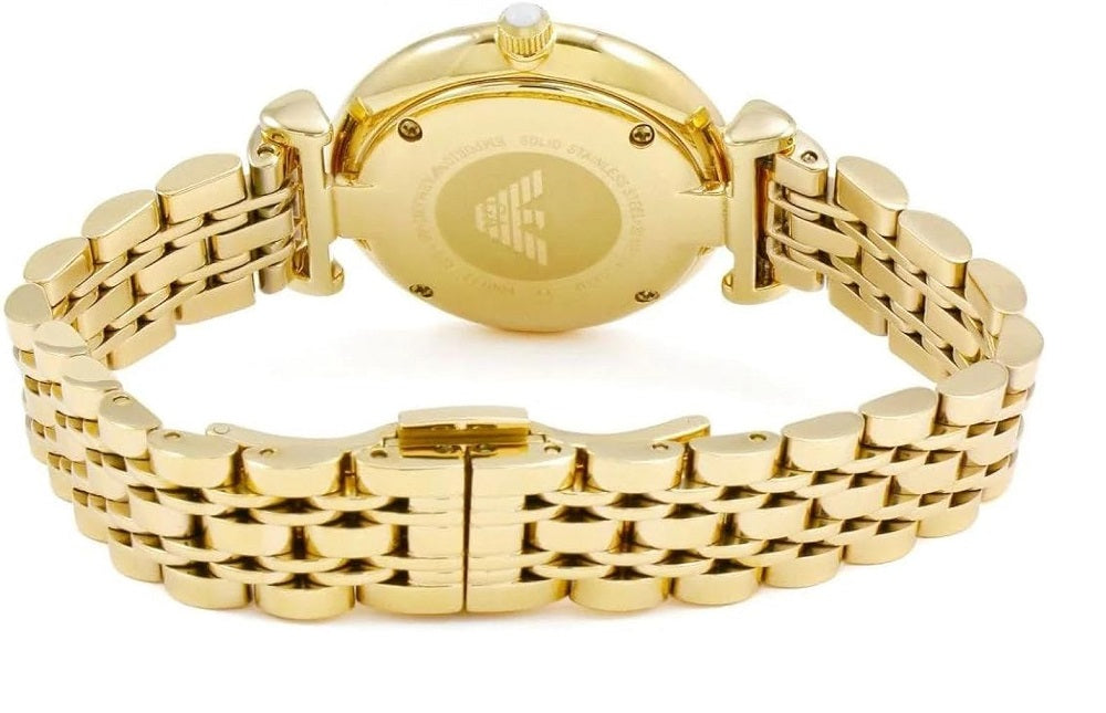 Back view of Emporio Armani AR1907 with caseback design and bracelet clasp detail