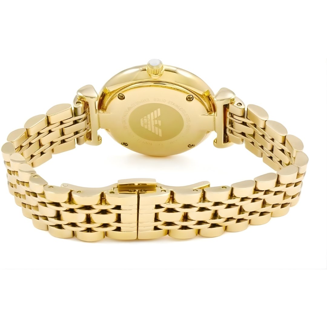 Back view of Emporio Armani AR1907 with caseback design and bracelet clasp detail