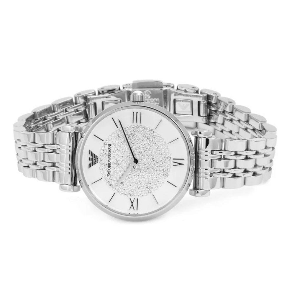 Ar1925 Emporio Armani AR1925 - Gianni T-Bar Women's Silver Pavé Watch – Watch ...