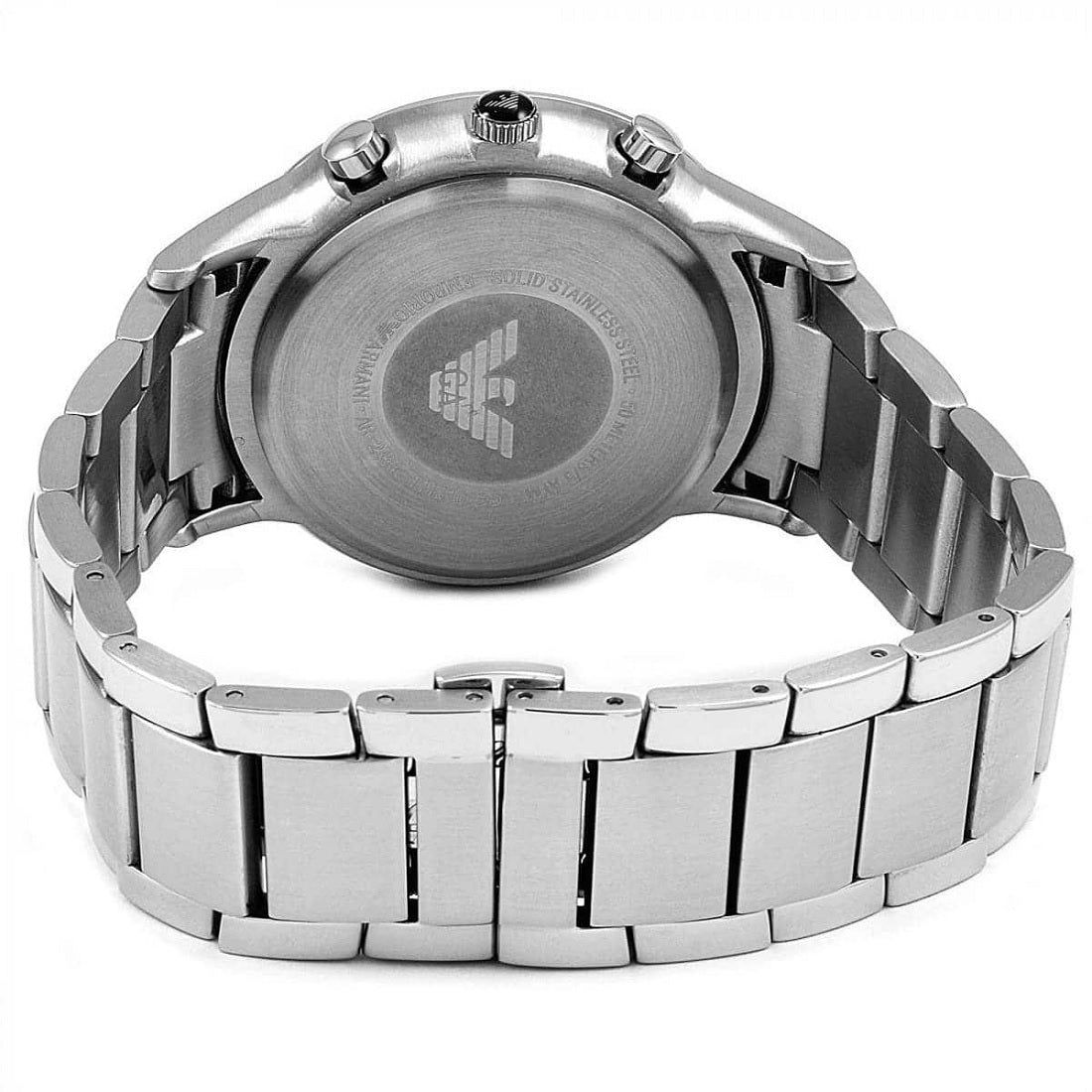 Back view of Emporio Armani AR2434 Renato watch with stainless steel caseback