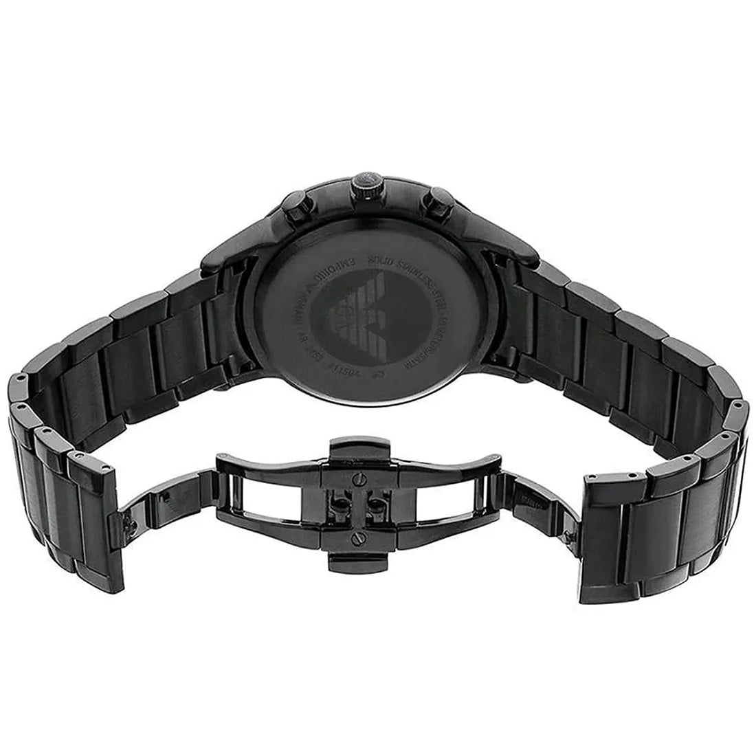 Back of Emporio Armani AR2454 Renato watch with stainless steel caseback