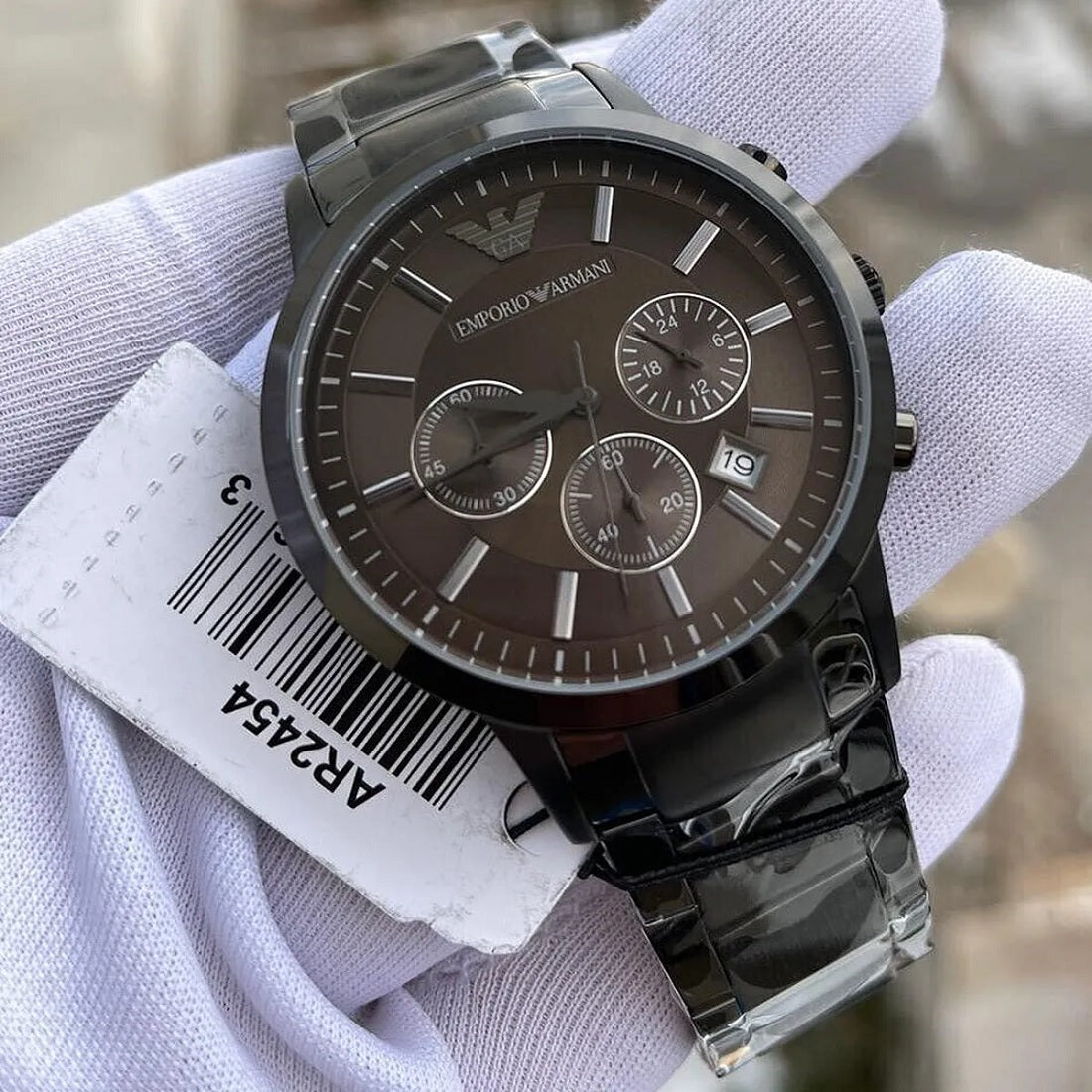 Emporio Armani AR2454 Renato men’s watch with stainless steel grey bracelet and grey dial