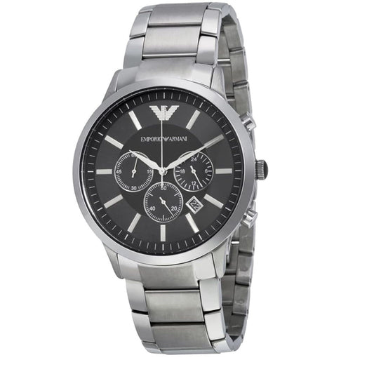 Emporio Armani AR2460 Renato men’s watch with stainless steel silver bracelet and black dial