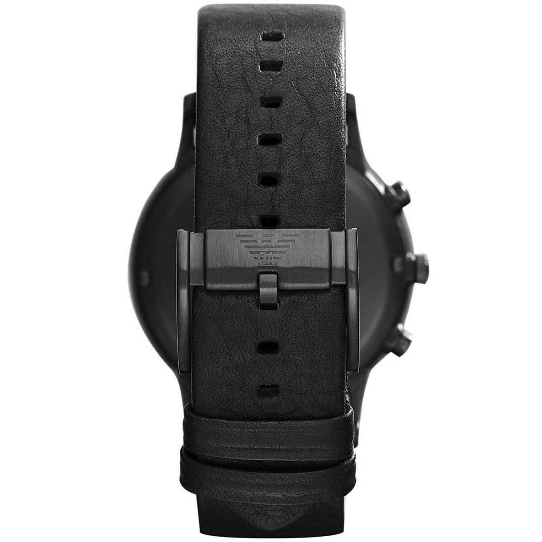 Back view of Emporio Armani AR2461 showing black leather strap and caseback