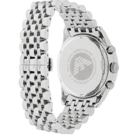 Back view of Emporio Armani AR5983 showing the stainless steel silver strap