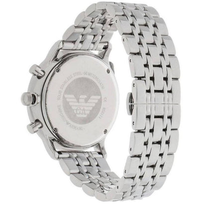 Back view of Emporio Armani AR5988 showing the stainless steel silver strap