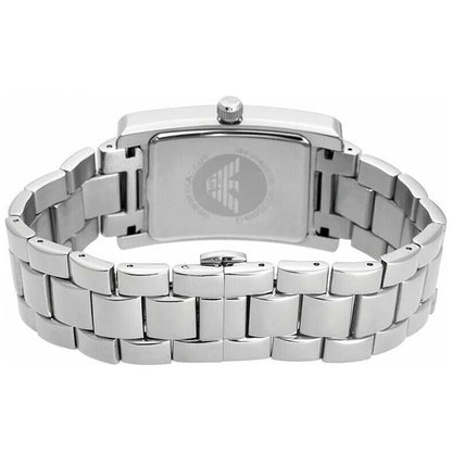 Back case of Emporio Armani AR0145 men’s watch with engraved stainless steel details and refined craftsmanship